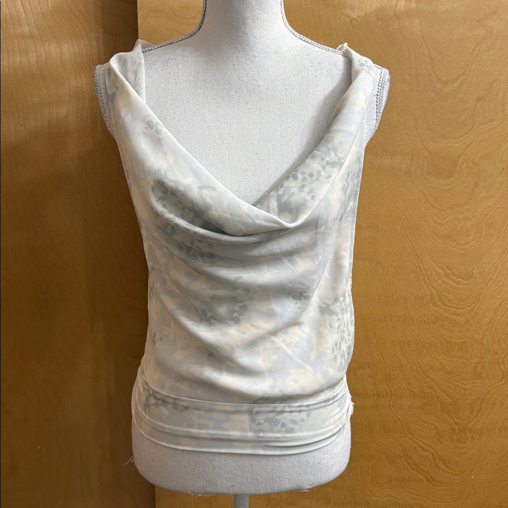 Open Edit Halter Tie Cowl Neck Watercolor Open Back Top Size M